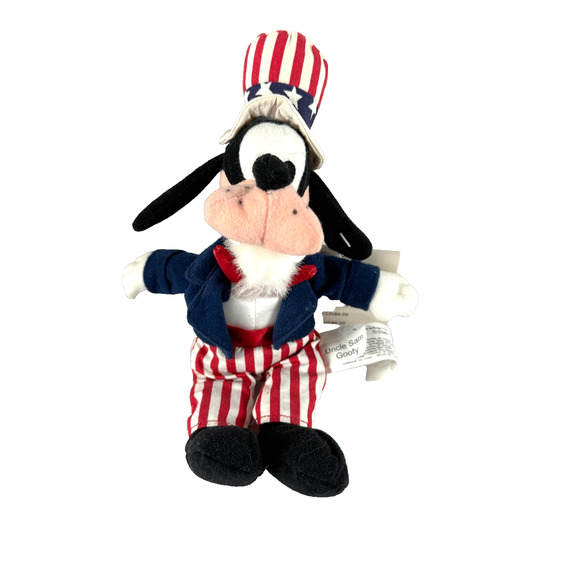 Uncle Sam Patriotic Goofy The Disney Store Bean Bag Plush w/Original Tag Vintage - Picture 1 of 3